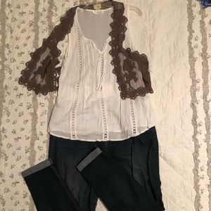 White crochet detail tank top - S